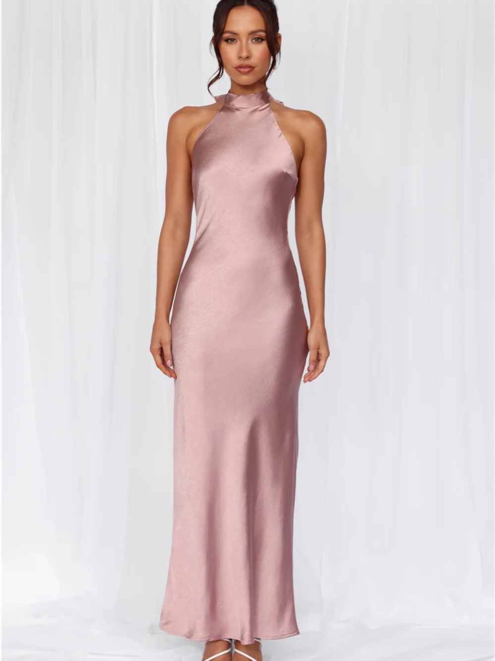 Hello Molly Dusty Mauve Halter Backless Maxi Dress